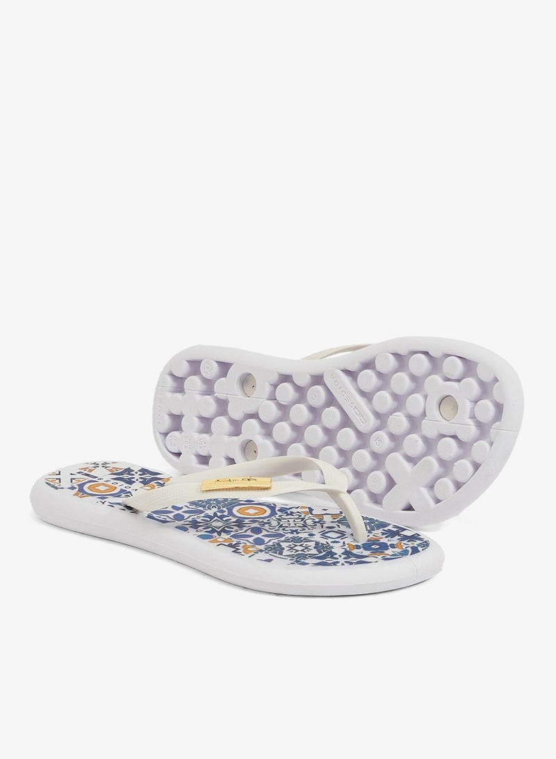 Voices Boat Amalfi Women'S Flip Flops With Printed Sole Design And Matching Brand Design Strap  - White - Image 3