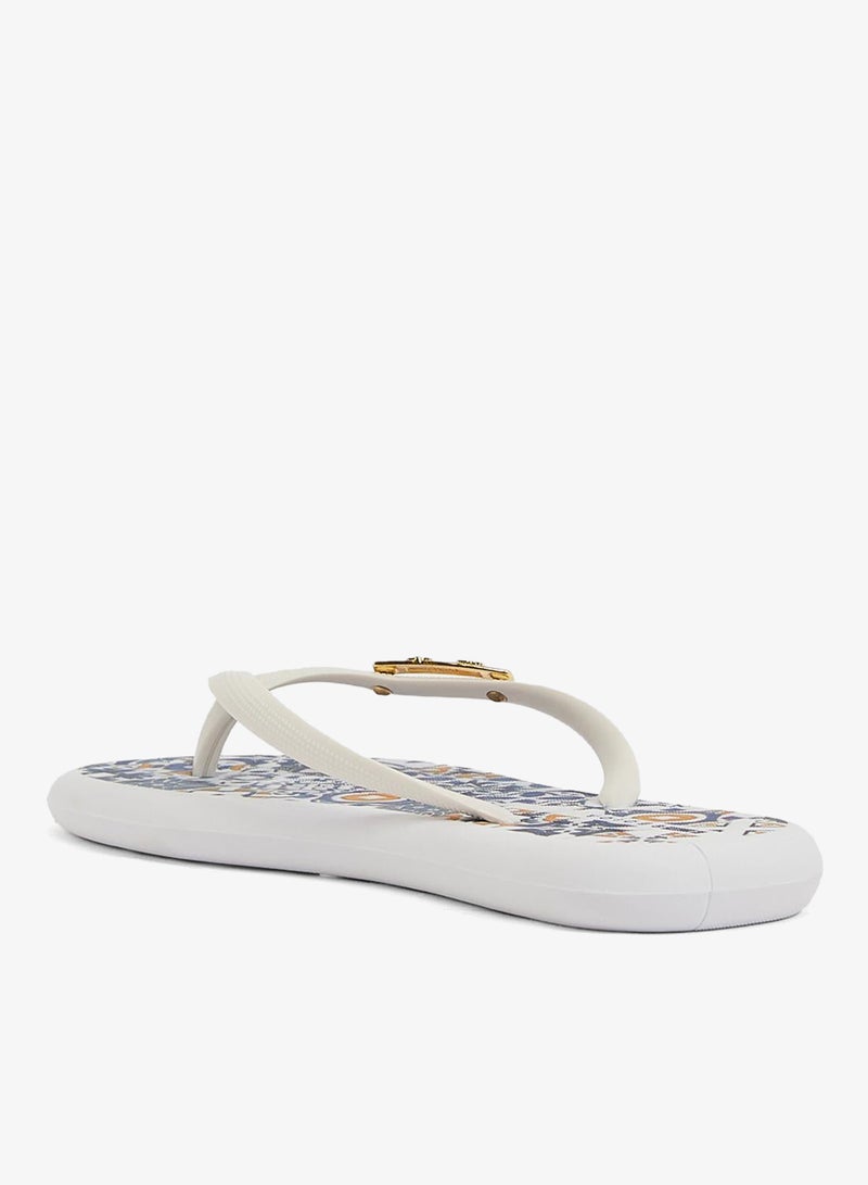 Voices Boat Amalfi Women'S Flip Flops With Printed Sole Design And Matching Brand Design Strap  - White - Image 2
