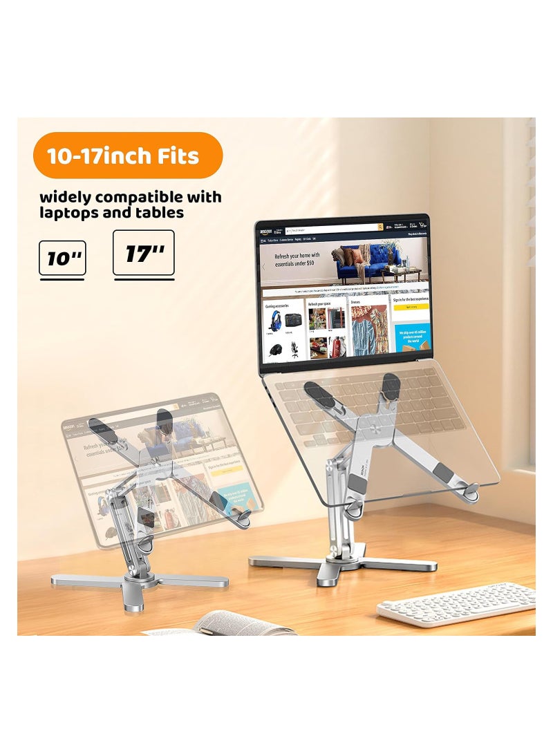 Excefore Laptop Stand with 360 Rotating Base, Computer Notebook Laptop Riser Metal Holder for Desk Collaborative Work, Fully Foldable for Easy Storage, Fits All MacBook, Laptops up to 16 inches - Image 2