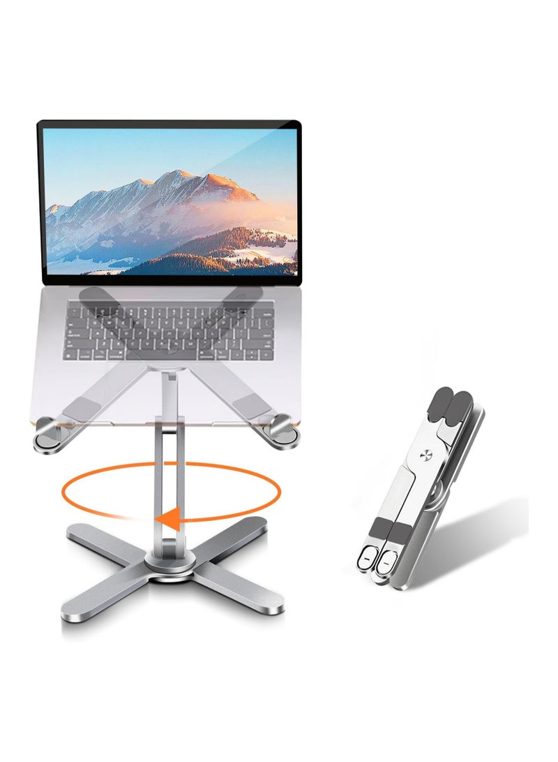 Excefore Laptop Stand with 360 Rotating Base, Computer Notebook Laptop Riser Metal Holder for Desk Collaborative Work, Fully Foldable for Easy Storage, Fits All MacBook, Laptops up to 16 inches - Image 1