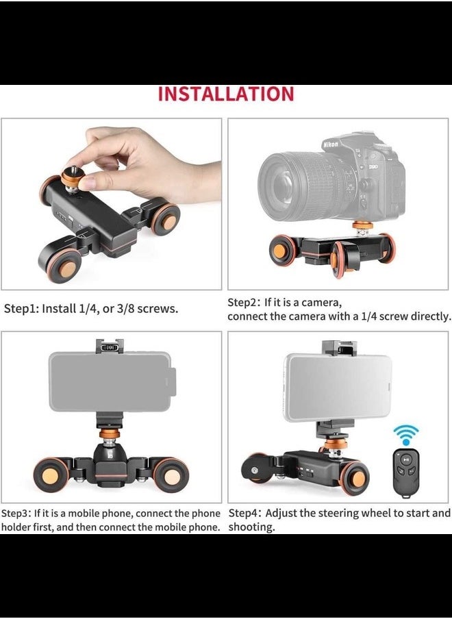 Generic - Dolly Motorized Slider Camera with Remote Control, Slider Electric Rail Screw 1/4 "to 3/8" 3 Speed Adjustable, Portable Electric Slider Track Slider Track for DSLR Camera Smartphone, 3kg Capacity - Image 1