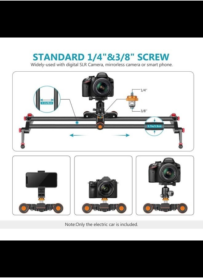Generic - Dolly Motorized Slider Camera with Remote Control, Slider Electric Rail Screw 1/4 "to 3/8" 3 Speed Adjustable, Portable Electric Slider Track Slider Track for DSLR Camera Smartphone, 3kg Capacity - Image 1