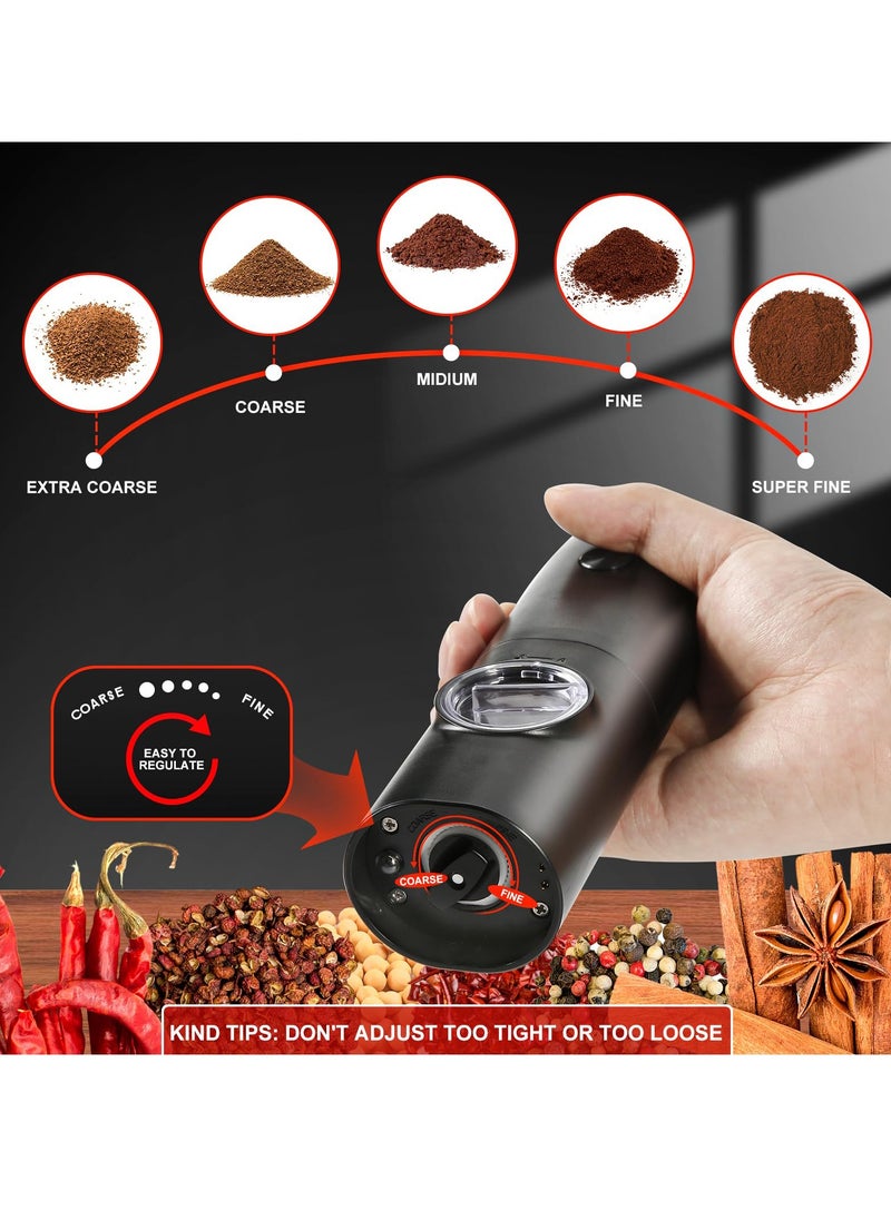 Generic Salt and Pepper Mill Electric Set of 2 with Rechargeable Base, Adjustable Coarseness Spice Mill, Automatic Grinding, LED Light with Cleaning Brush for BBQ Restaurant Kitchen  - Image 5