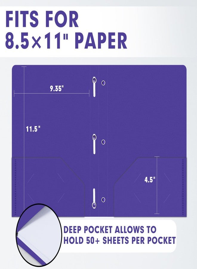 LAYZZ Plastic 2 Pocket Folders with Prongs, 30 Pack, Heavyweight, Letter Size Poly Folders with 3 Metal Prongs Fastener Clips (Purple) - Image 2