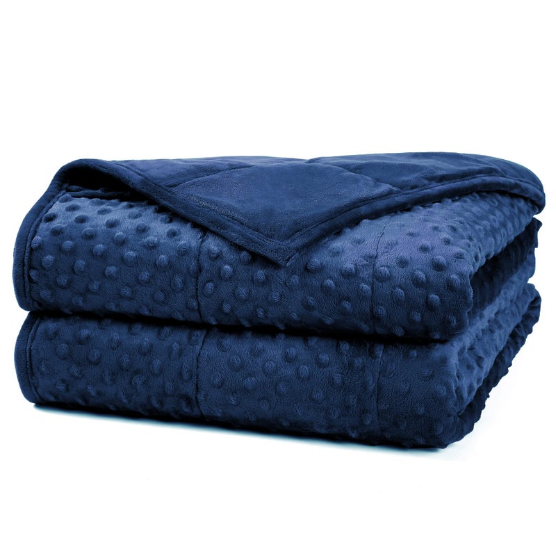 Alomidds Weighted Blanket 48x7220lbs Twin Size  Navy Weighted Blankets for Adults Cooling Breathable Soft and Comfort Minky Heavy Blanket Microfiber Material with Glass Beads
