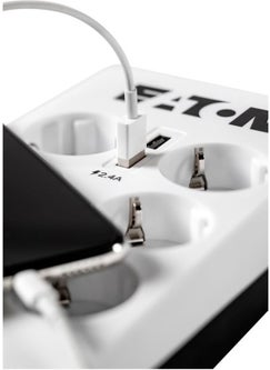 Eaton 8-Plus Surge Protected Socket and 2 USB Inputs (8-Plus Schuko, phone and TV Protected) Protection Box 8 Tel@ USB DIN-PB8TUD  - Image 3
