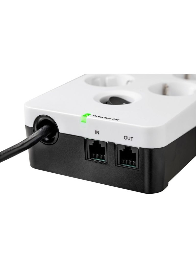 Eaton - 8-Plus Surge Protected Socket and 2 USB Inputs (8-Plus Schuko, phone and TV Protected) Protection Box 8 Tel@ USB DIN-PB8TUD - Image 1