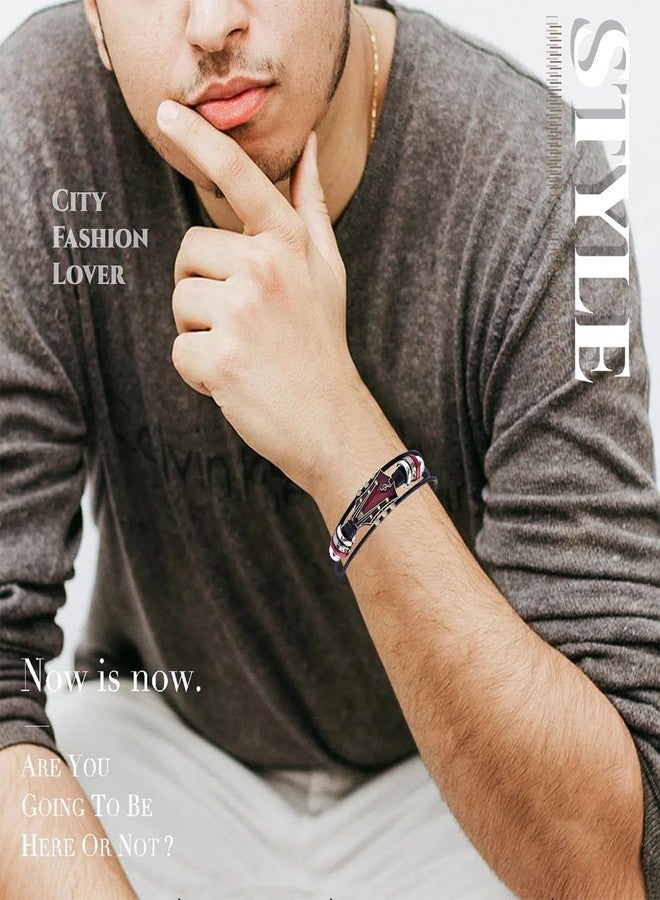 Plexaris Leather Bracelet for Men, Stylish Music Themed Guitar Bracelet, Adjustable Wristband for Casual Wear, Red, Hand Chain Leacther Music Themed Gifts, 20.5 cm - Image 5