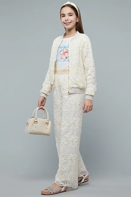 أر أند بي Laced Wide Leg Pants with Elastic Waist