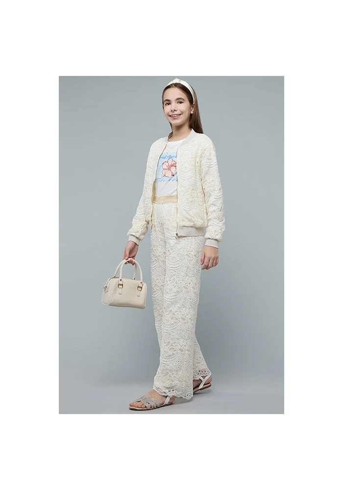 R&b Laced Wide Leg Pants with Elastic Waist