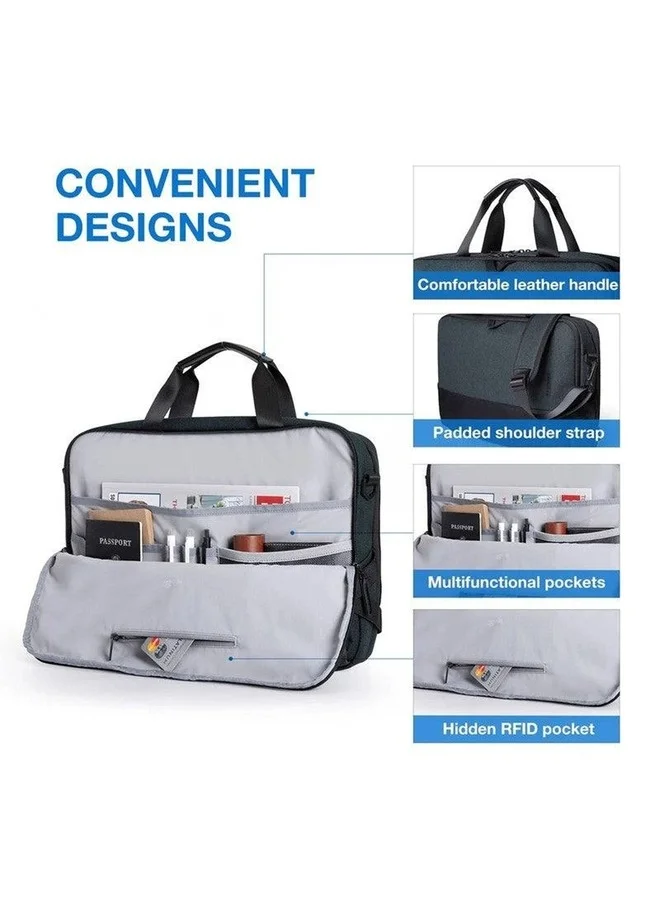 باج سمارت Laptop Bag,BAGSMART 15.6 Inch Laptop Case for Men Women Computer Bag Briefcase Work Business Travel, Dark Black, 15.6 inch, Sleek Simple
