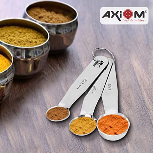 AXIOM Measuring Set of 10 pcs Stainless Steel Professional Quality for Baking, Cooking, 4 Stackable Measuring Cups and 6 Stackable Measuring Spoons with Measurement Engraving Handle - Image 2