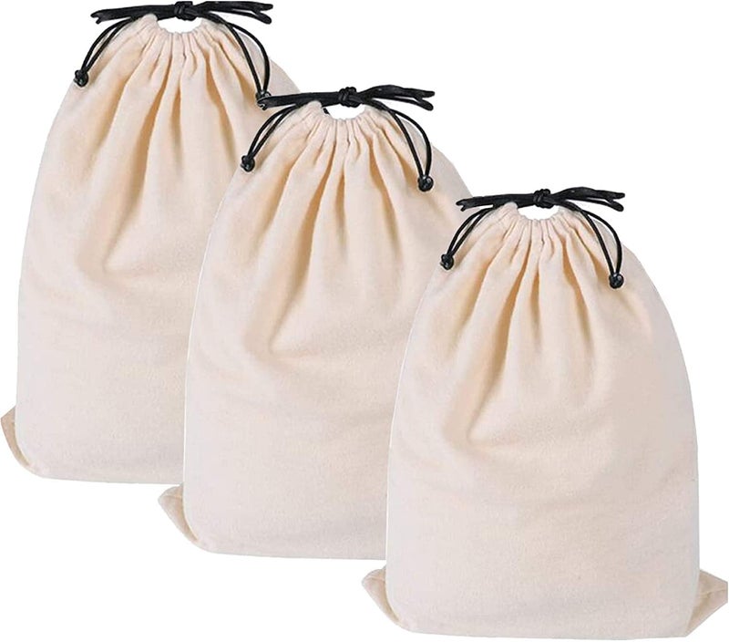 MISSLO Cotton Breathable Dustproof Drawstring Storage Pouch Bag Pack 3 M