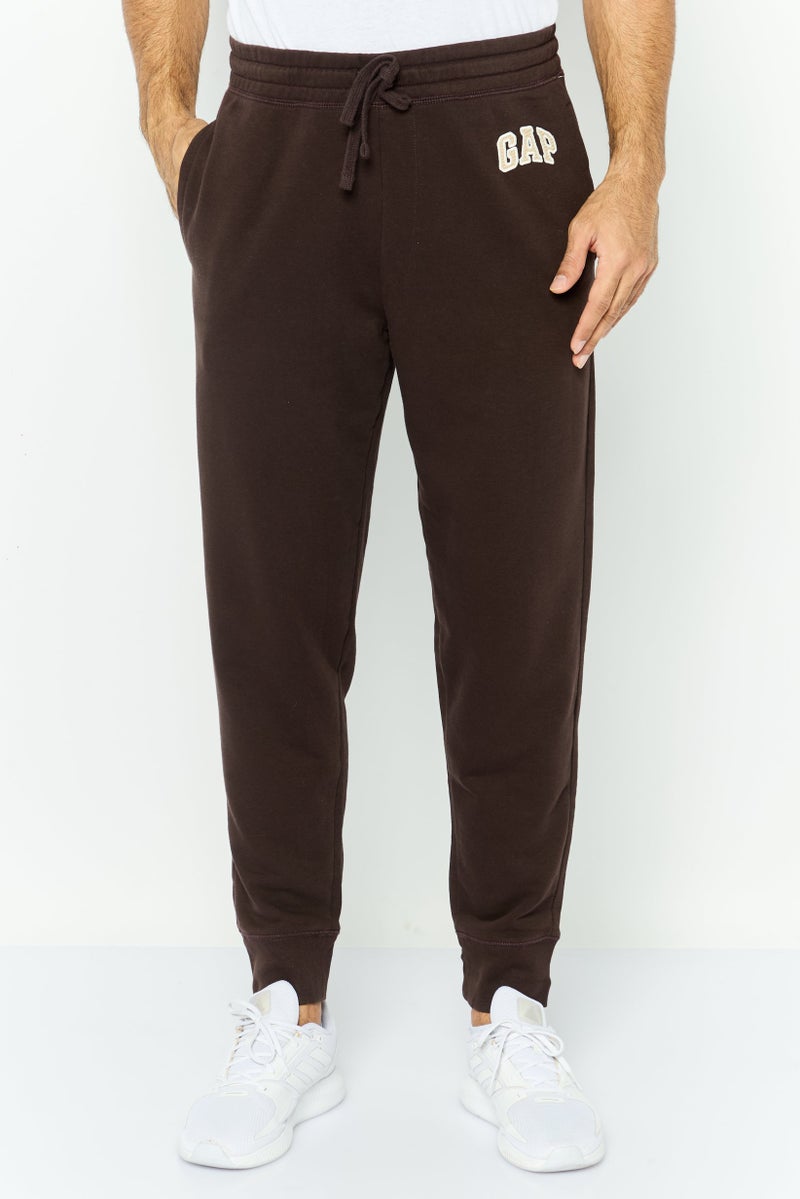 GAP Men Regular Fit Embroidered Logo Jogger Pants, Dark Brown - Image 1