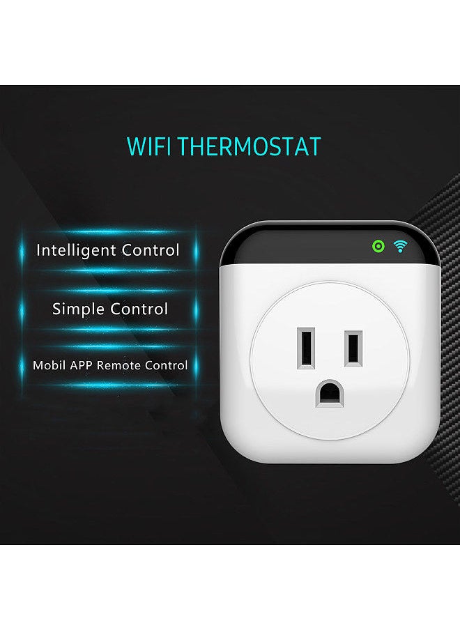 Programmable Smart Wifi Thermostat Plug Outlet Mini Temperature Controller 15A Plug-in Socket APP Control Voice Control Schedule Timer Electric Switch for Heating Cooling Appliances