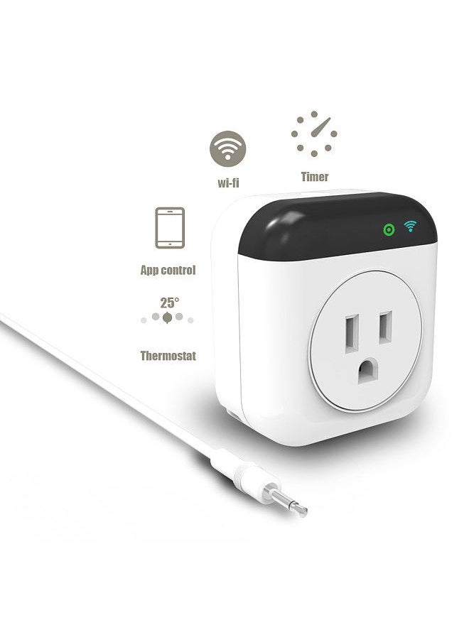 Programmable Smart Wifi Thermostat Plug Outlet Mini Temperature Controller 15A Plug-in Socket APP Control Voice Control Schedule Timer Electric Switch for Heating Cooling Appliances