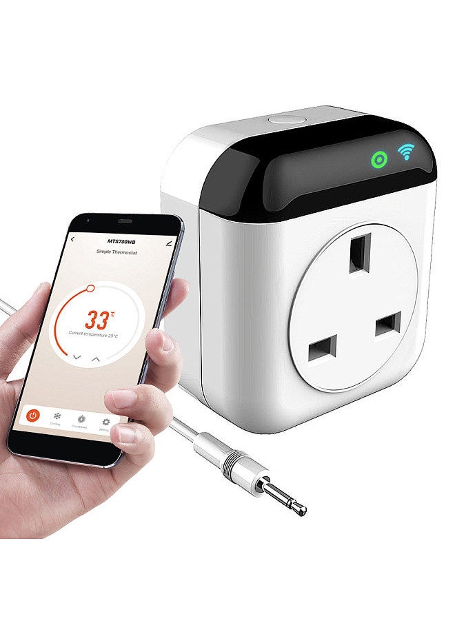 Programmable Smart Wifi Thermostat Plug Outlet Mini Temperature Controller 15A Plug-in Socket APP Control Voice Control Schedule Timer Electric Switch for Heating Cooling Appliances