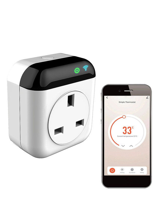Programmable Smart Wifi Thermostat Plug Outlet Mini Temperature Controller 15A Plug-in Socket APP Control Voice Control Schedule Timer Electric Switch for Heating Cooling Appliances