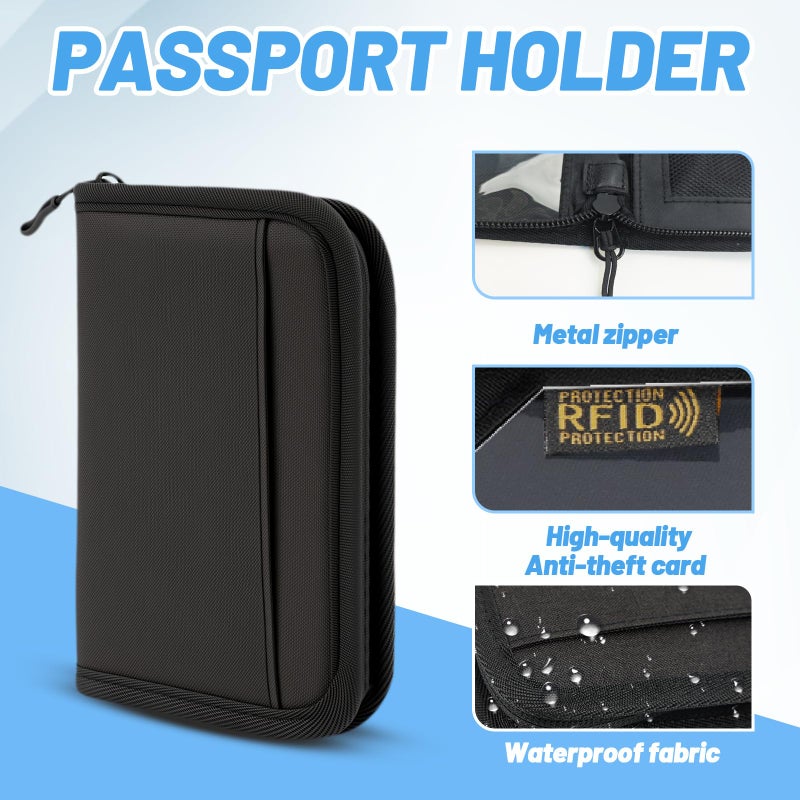 EPIMA Passport Holder for Travel Essentials, RFID Blocking Protector Passport Wallets, Passport Document Organizer Case for Travel Must Have, Passport Book for Women, Couple, Family Cards, Tickets, ID, Cash - Image 3