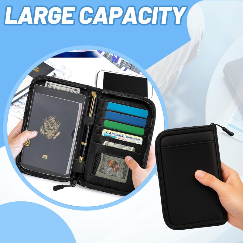 EPIMA Passport Holder for Travel Essentials, RFID Blocking Protector Passport Wallets, Passport Document Organizer Case for Travel Must Have, Passport Book for Women, Couple, Family Cards, Tickets, ID, Cash - Image 5