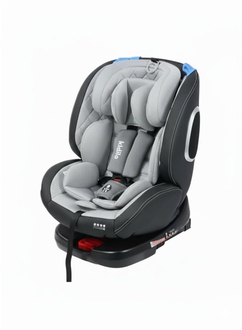 Kidilo 360° Rotation Car Seat with Isofix, Rear & Forward-Facing Positions, Model (105A) grey - Image 1
