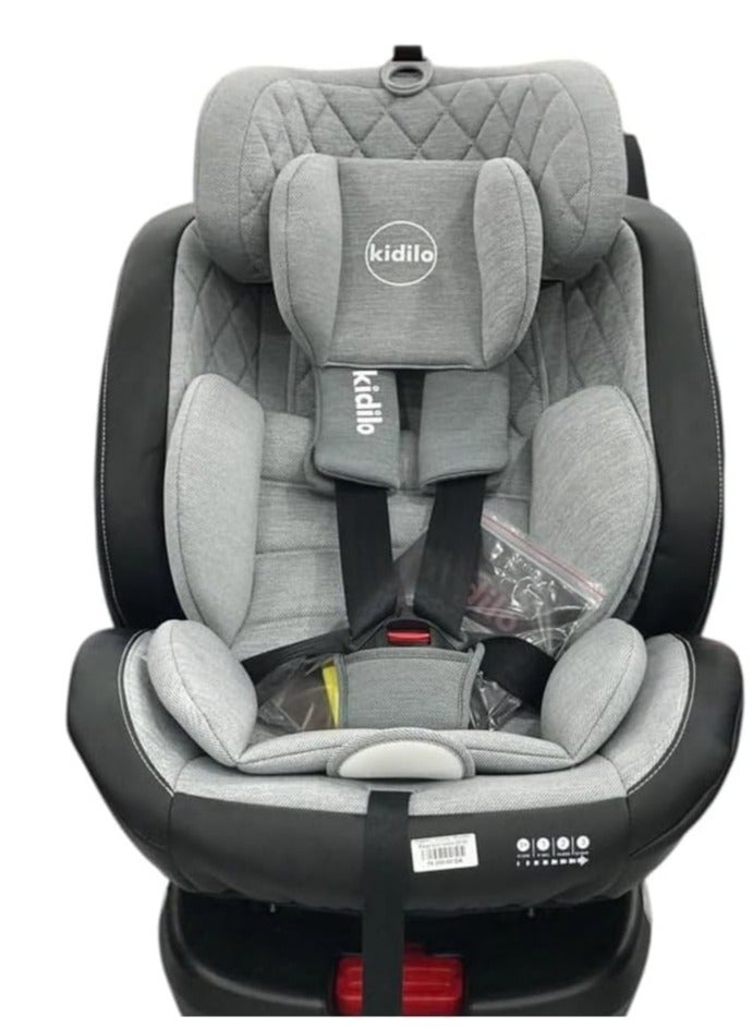 Kidilo 360° Rotation Car Seat with Isofix, Rear & Forward-Facing Positions, Model (105A) grey - Image 4
