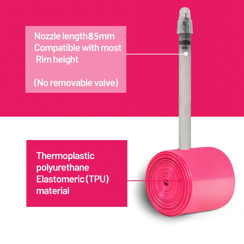 Cyclami RideNow TPU Tube 28'' 700C x 18C 23C 25C 28C 32C Road Bike Inner Tire Presta Valve 85mm Length Compatible with 700 x 18C-32C Ultralight (Include 8 PCS Bike Inner Tire Patch) - Image 5