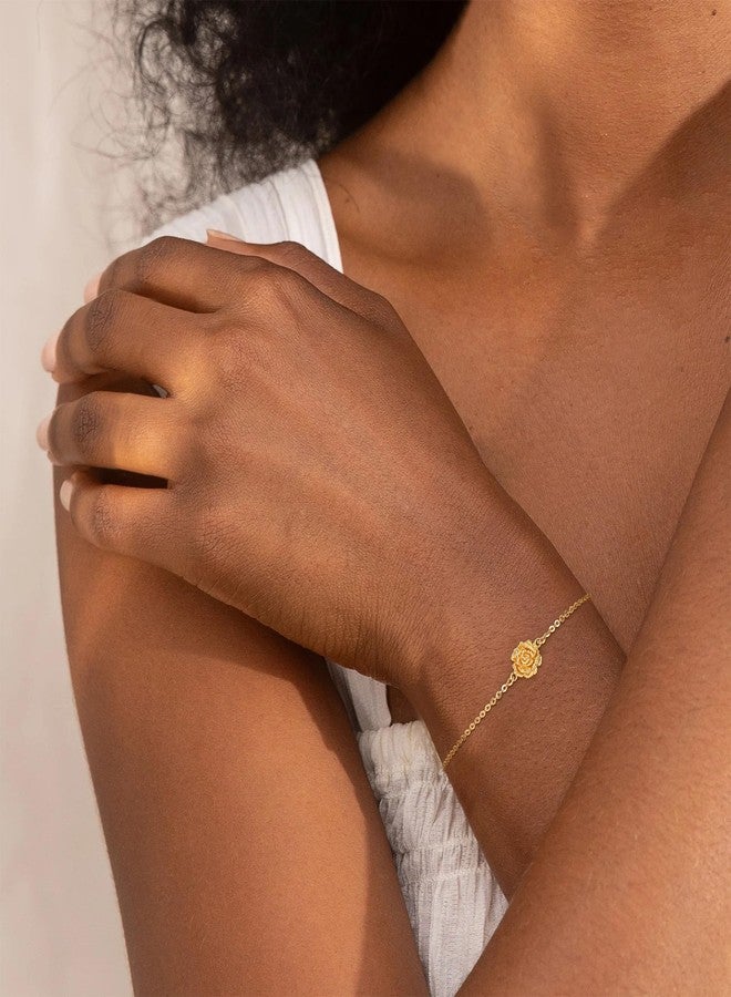 LOYATA Gold Bracelets for Women-Charm Birth Flower Chain Bracelet Non Tarnish Dainty 14K Gold Plated Waterproof Flower Link Bracelet Charms Jewelry Birthday Gifts for Women - Image 4