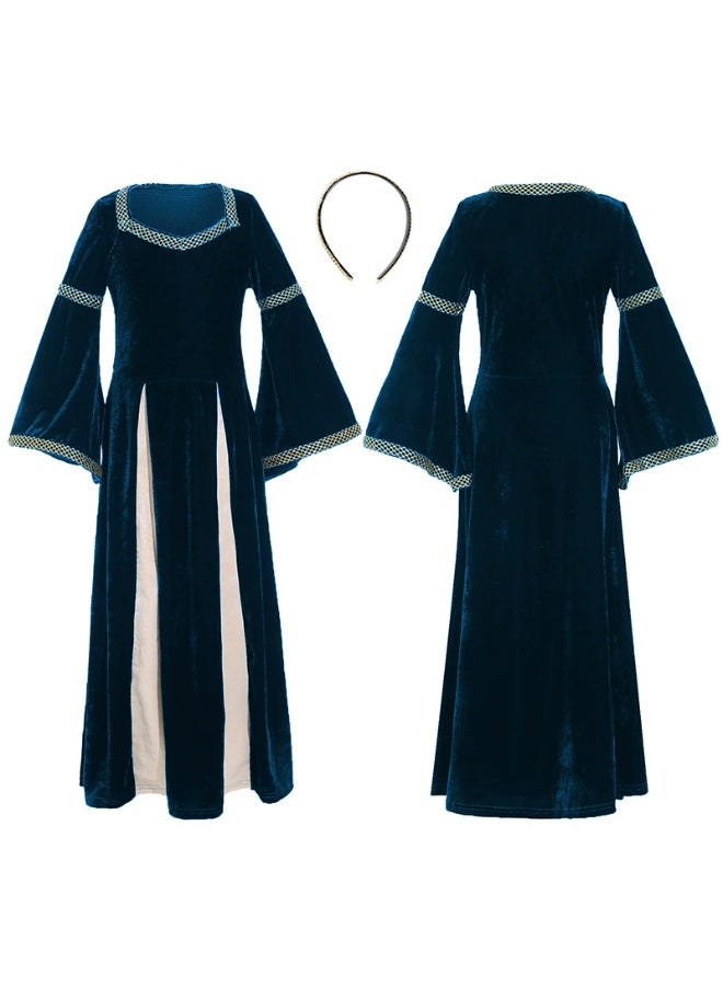 general Girls Retro Medieval Girls Clothing, Halloween Costume Palace Style Trumpet Sleeve Long Dress - Image 1