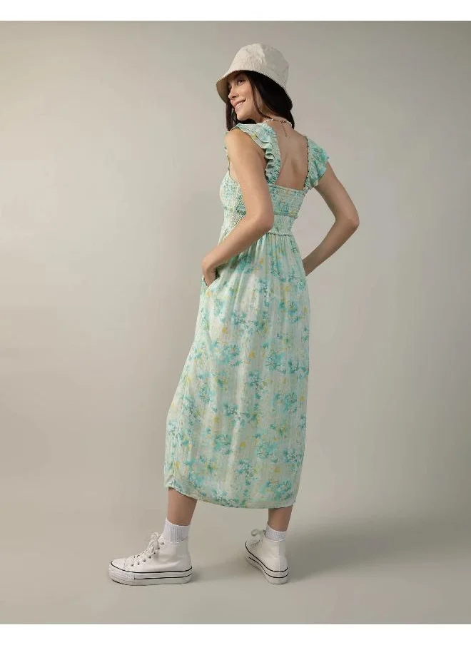 American Eagle Smocked Flutter Sleeve Dress