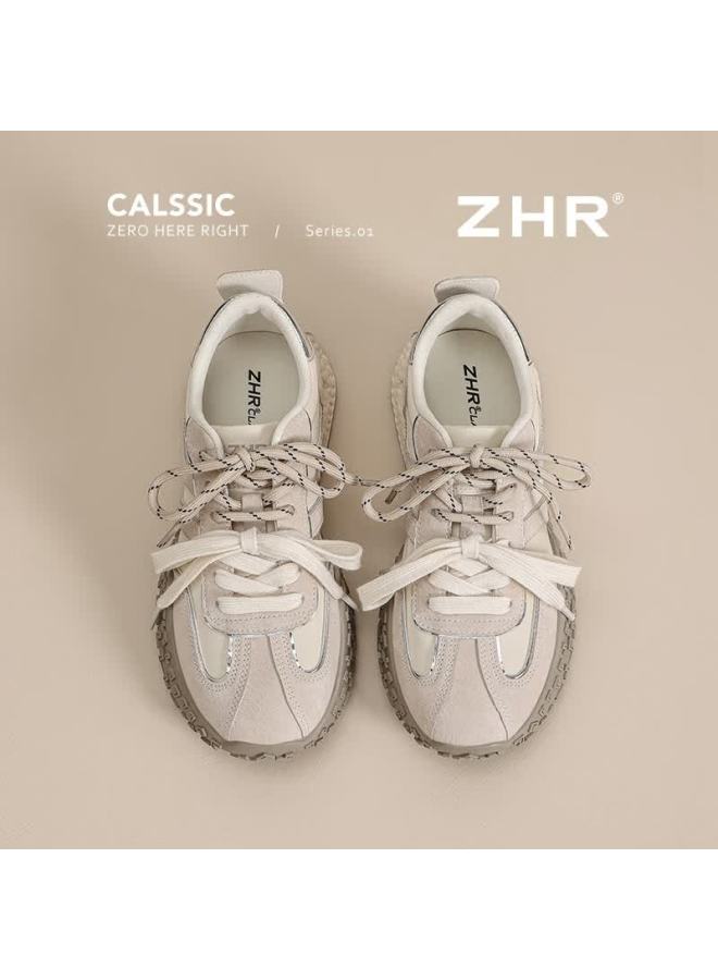 Zhr Zezuo Women's Training Shoes New Soft Sole Fashion Thick Sole Sports Shoes Ks110 Beige Size 39 - Image 4