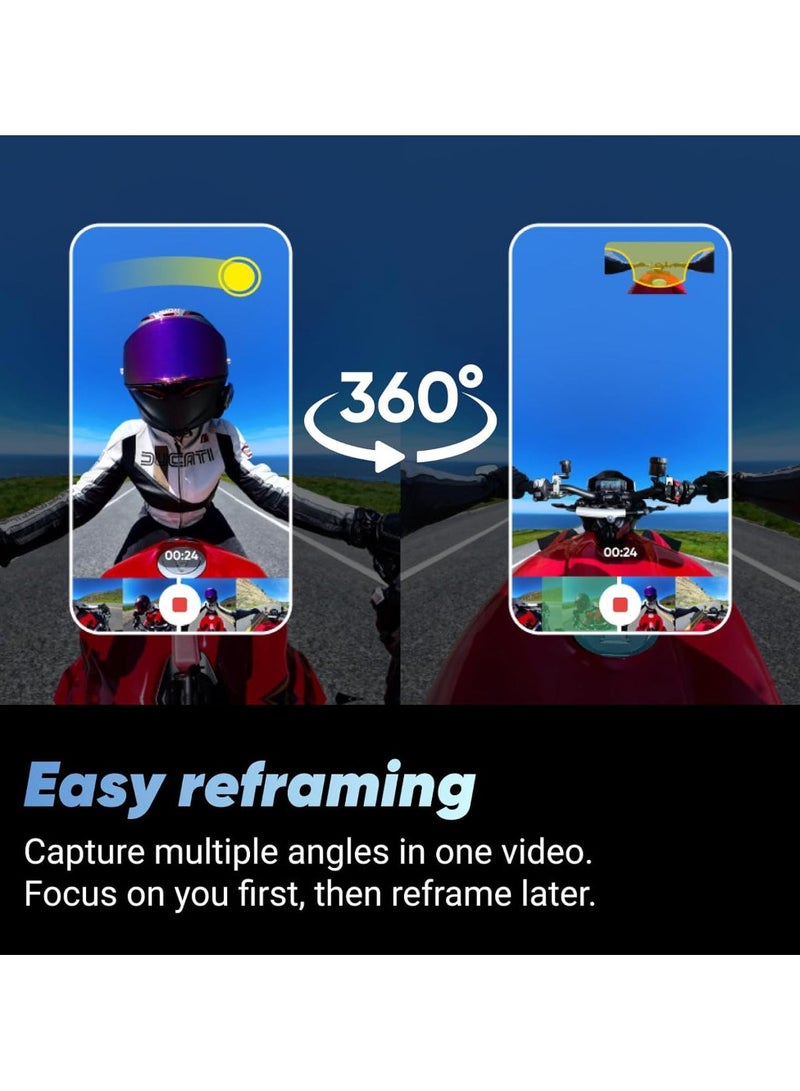 Insta360 X4 Motorcycle Bundle - 8K Waterproof 360 Action Camera, 4K Wide-Angle Video, 128GB Mcard, Removable Lens Guards, 135 Min Battery Life, AI Editing, Stabilization, for Sports - Image 3