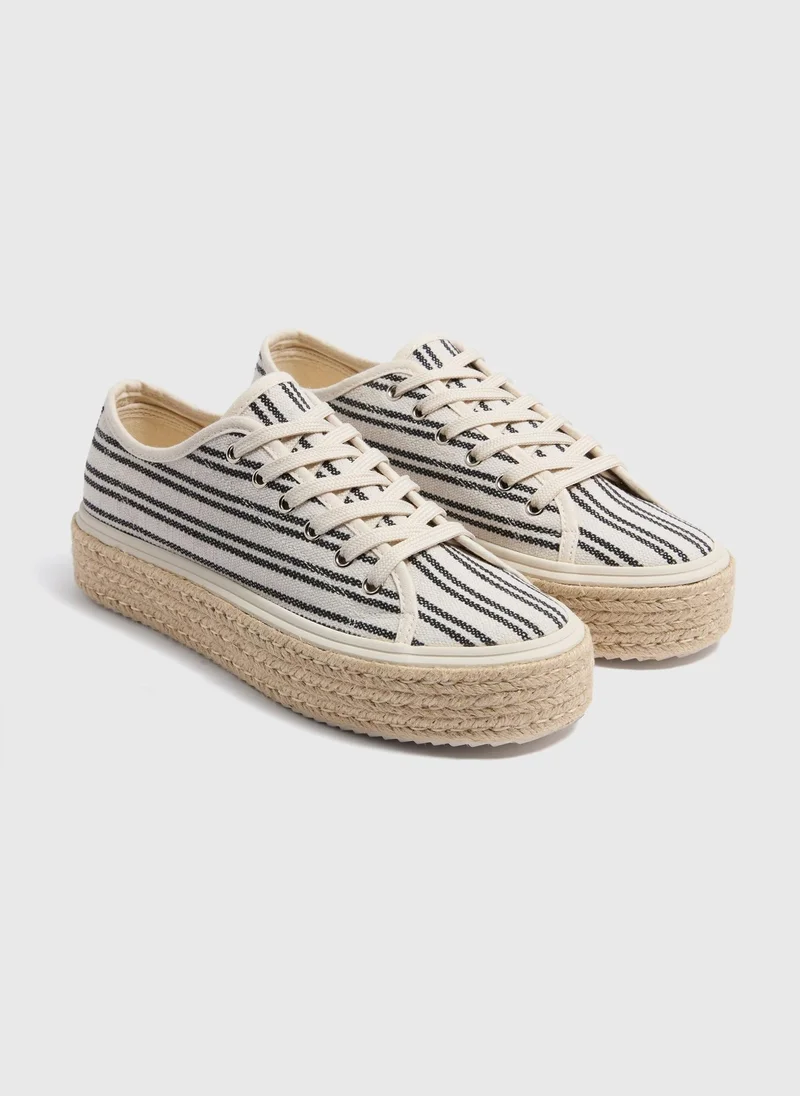 Matalan Natural Stripe Espadrille Trainers
