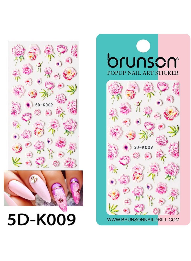 brunson Flower Nail Art Sticker Decals 5d Exquisite Embossed Nail Art Supplies Self Adhesive Nail Art Decoration