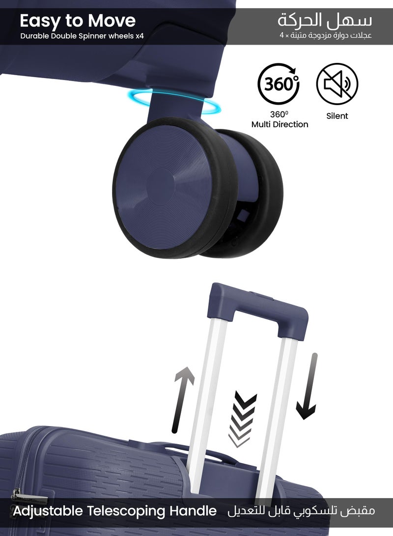 بارا جون مجموعة حقائب باراجون سكايلاين قطعتين - صغيرة  كجم وكبيرة  كجم بولي بروبلين بعجلات دوارة  للسفر - كحلي - Image 4