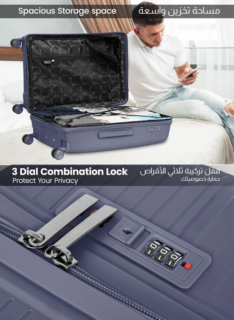PARAJOHN Parajohn Skyline Series Set of 2 Luggage| Small 10KG & Large 30KG Polypropylene 8 Wheel Trolley Hardsided Travel Suitcase - Navy