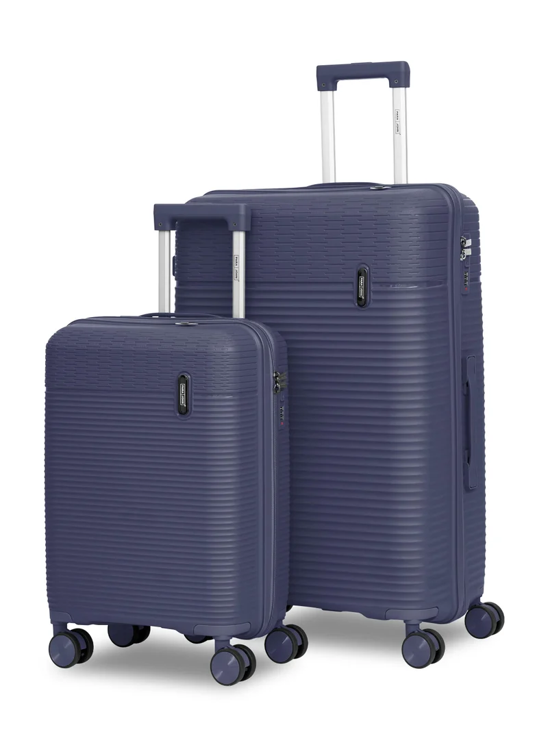 Parajohn Skyline Series Set of 2 Luggage| Small 10KG & Large 30KG Polypropylene 8 Wheel Trolley Hardsided Travel Suitcase - Navy