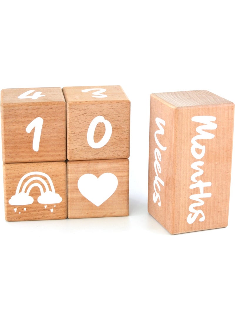 Evashophediyelik Evashoph Gift Mother Baby Wooden Shooting and Decoration Memory Cubes 5 Pieces  - Image 1
