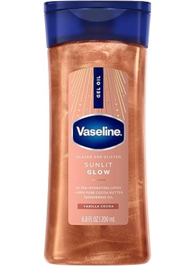 Vaseline Glazed and Glisten Sunlit Glow Body Gel Oil Vanilla Cocoa Shimmering with Ultra-Hydrating Lipids and 100% Pure Cocoa Butter 200 ml - Image 1