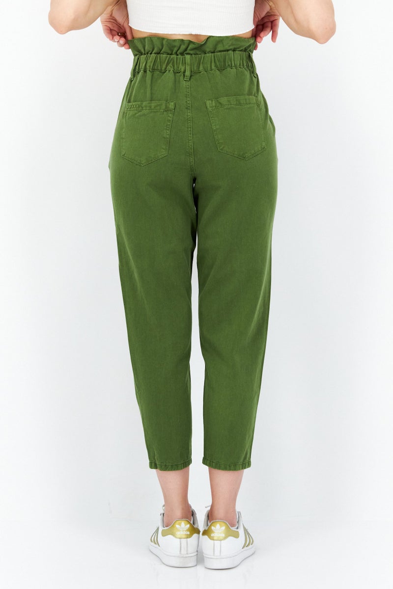 Blank NYC Women Regular FIt High Rise Straight Leg Trouser Pants, Olive - Image 3
