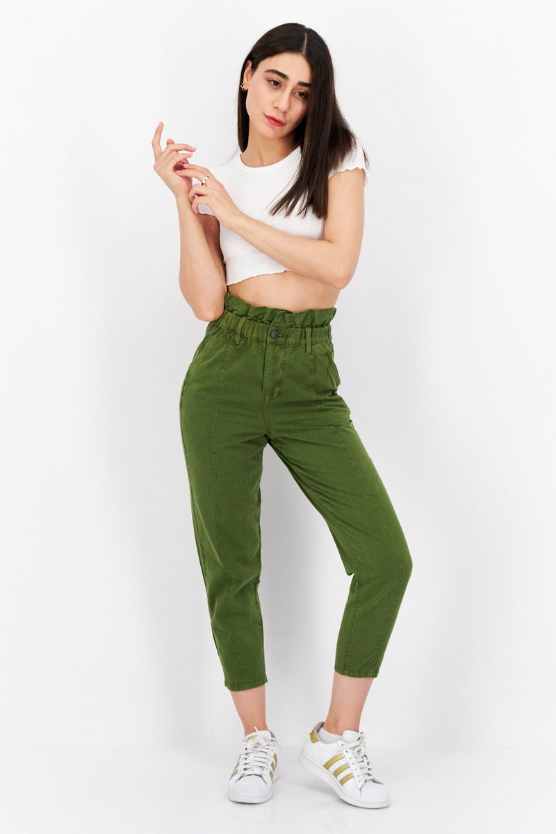 Blank NYC Women Regular FIt High Rise Straight Leg Trouser Pants, Olive - Image 2