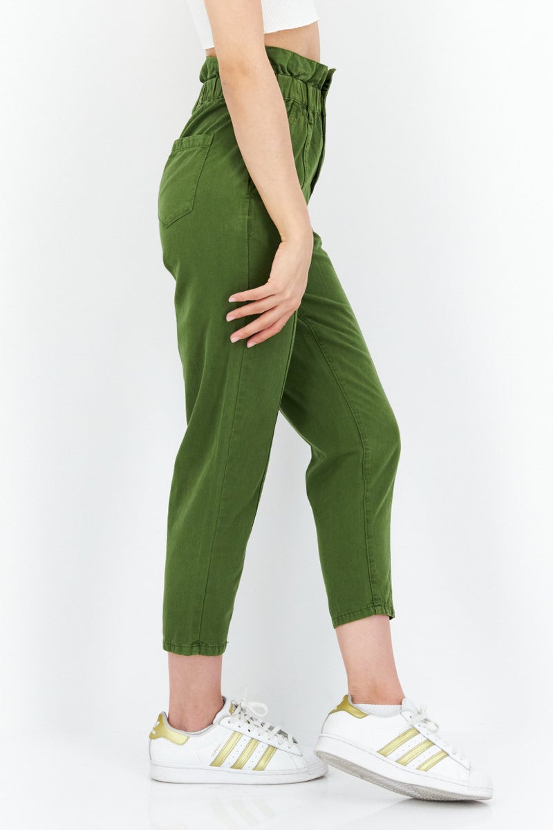 Blank NYC Women Regular FIt High Rise Straight Leg Trouser Pants, Olive - Image 4