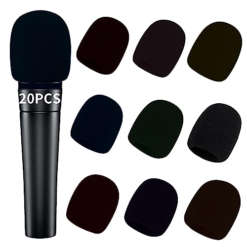 Comemela Pop Filter for Microphone Foam Microphone Covers Disposable Mic Covers for Microphones, 20Pcs Colorful Mic Windscreen Reusable Mic Foam Covers - Image 1