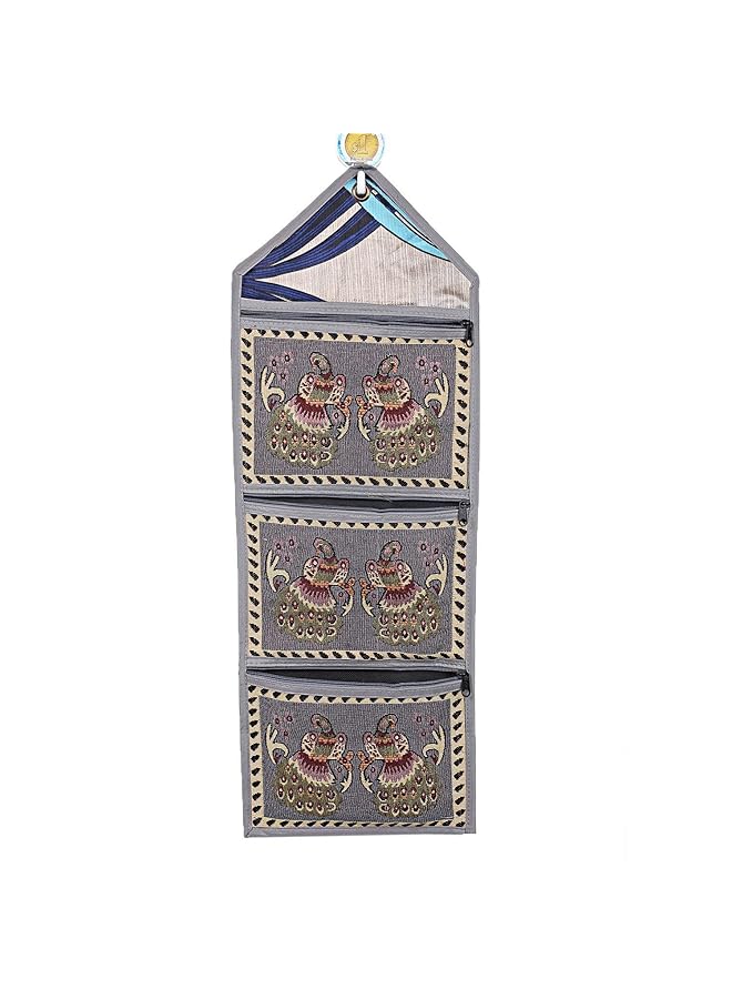 Kuber Industries Cotton Wall Hanging Magazine Letter Holder Grey - Image 3