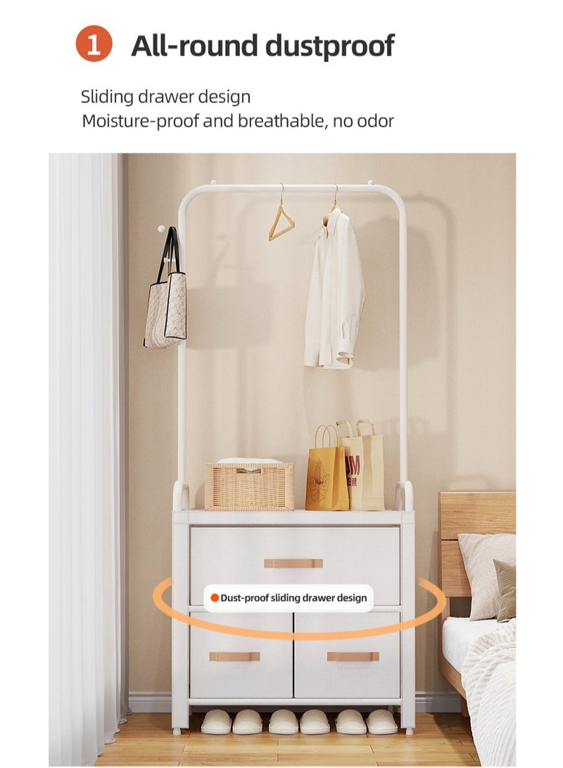 XiuWoo Multifunctional Modern Simple Style Clothes Storage Hanging Wardrobe Coat Rack Shoes Rack with 3 Drawer Organizer Bags For Home Bedroom  - Image 3