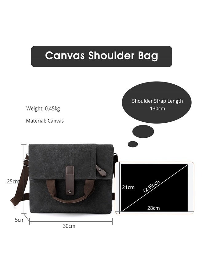 Canvas Shoulder Bag Men's Handbag-black  - Image 2
