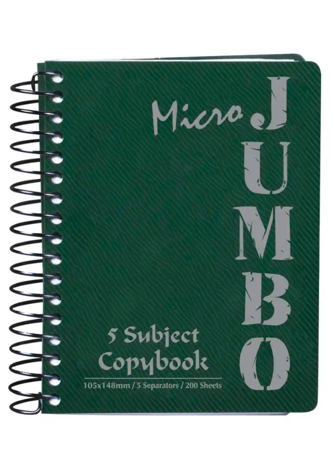 منترا كشكول ميكرو جامبو مسطر من مينترا 5 ماده - 200ورقة، 14.8*10سم، أخضر غامق