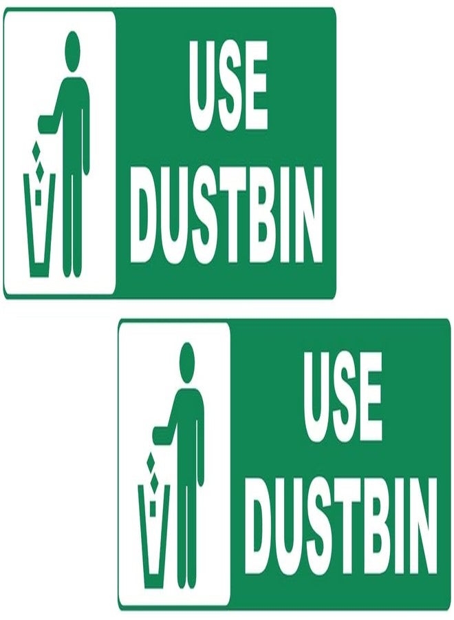 VAAIMAI Use Dustbin Sign Board | 12x4 Inch | Waterproof Green Vinyl | For Hospital, Mall, Restaurant, Supermarket | Pack of 2 - Image 1