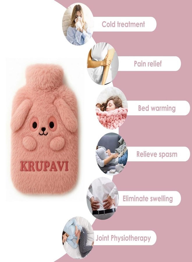 KRUPAVI Hot Water Bag for Pain Relief Period Cramps 1 litre, Hot and Cold Pack Therapy Bag, Warm Water Bag Bottle for Periods, Hot Water Shake Bag with Soft Cover (Pink) - Image 3