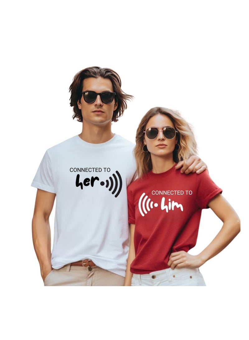 برينت شوب فور مي تي شيرت للأزواج لعيد الحب - تي شيرت قطني بأكمام قصيرة ورقبة دائرية متطابقة للأزواج - هدية لصديقك وصديقتك - Image 1